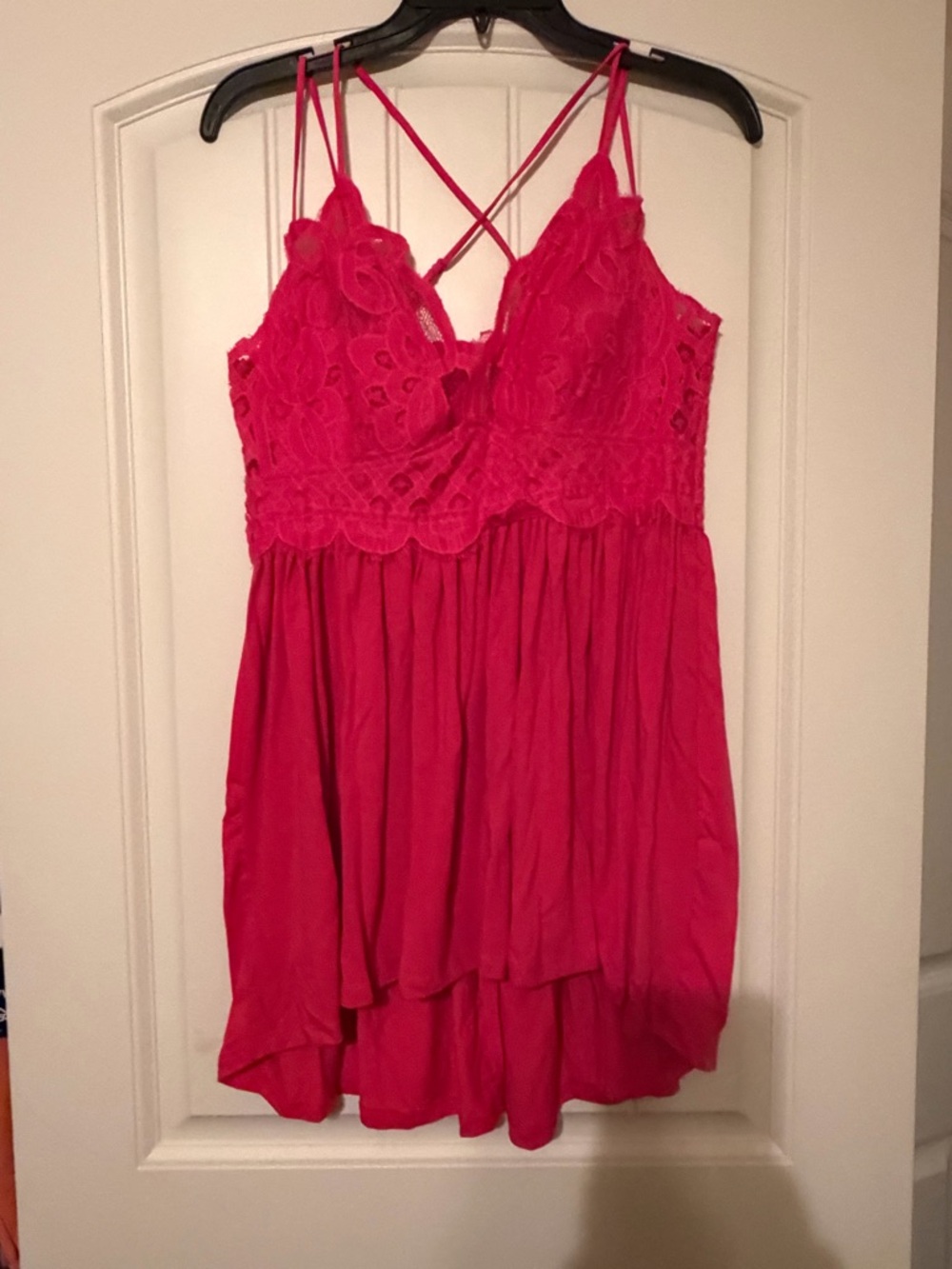 Zenana Outfitters Lace Tank Top in Hot Pink